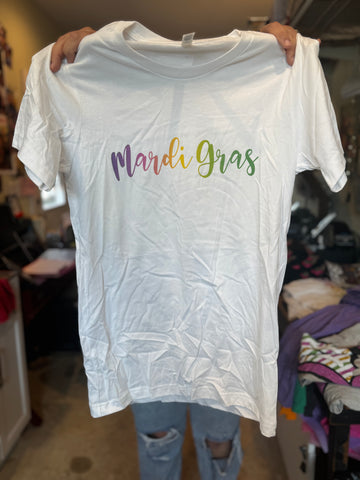 Mardi Gras White Tee