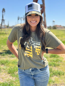 Patriotic Bird Tank & Tee With Gold Foil