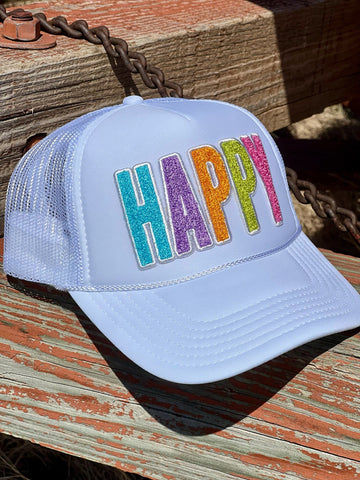 Happy Chenille Patch Foam Trucker Cap